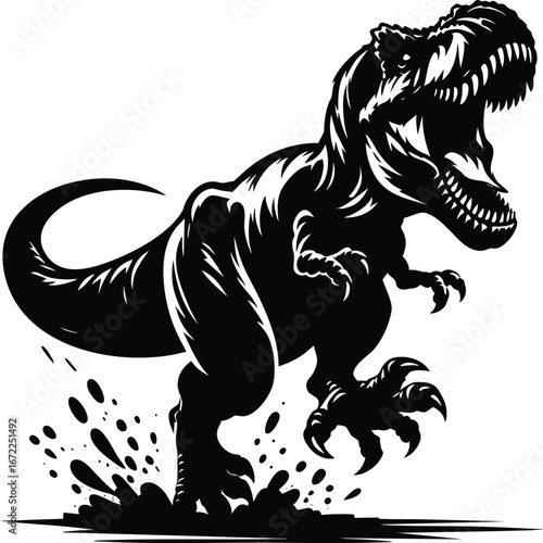 Angry T-rex Running vector illustration isolated on white background