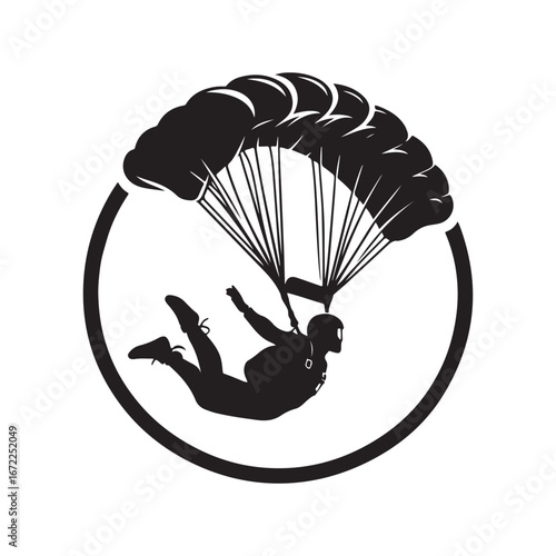 skydiver vector silhouette clip art logo design illustration