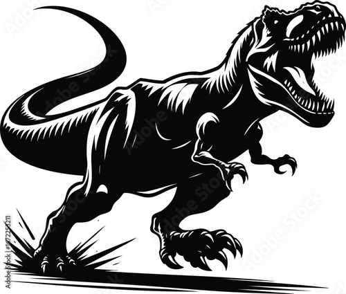 Angry T-rex Running vector illustration isolated on white background
