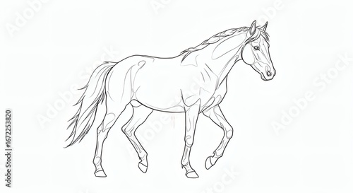 Horse Drawing A Detailed Sketch of a Majestic Equine on a White Background