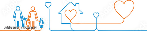 Loving family together, home, heart in modern style
