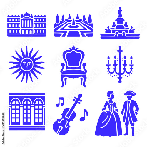 vector isolated purple color Versailles traditional cultural symbols