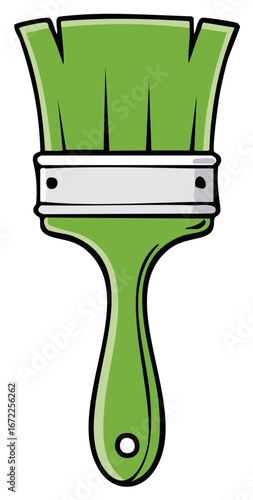 Green paint brush illustration, simple design for painting and renovation