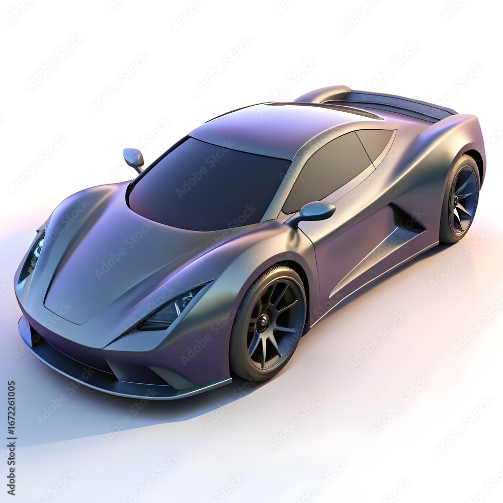 Fototapeta premium Sleek futuristic sports car captured in dynamic aerial view with stunning metallic finish