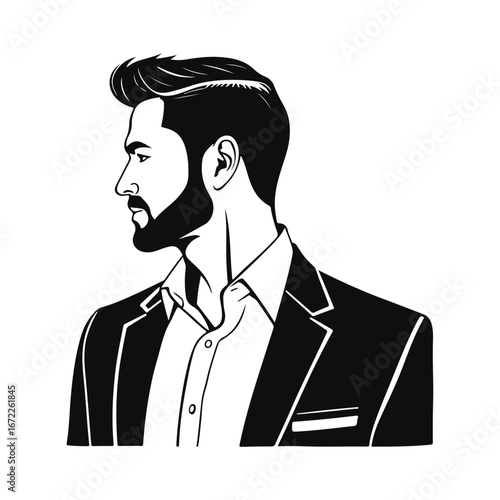 Man icon, businessman avatar vector, office worker icon, hipster face design, graphic male portrait, businessman avatar, bearded man, office worker, hipster face, male portrait
