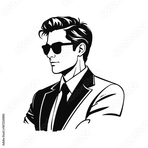 Man icon, businessman avatar vector, office worker icon, hipster face design, graphic male portrait, businessman avatar, bearded man, office worker, hipster face, male portrait