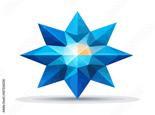 Abstract polygonal blue star design graphic