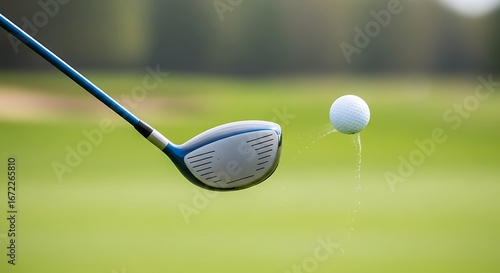 Golf Club Striking Ball at Impact