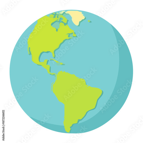 Simple cartoon planet Earth illustration representing global concepts with copy space