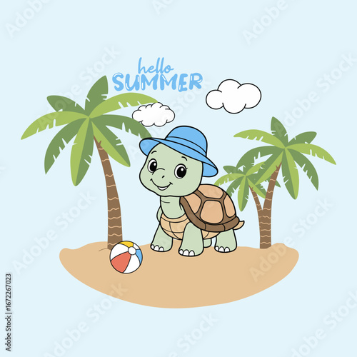 hello summer , cute turtle pr...
