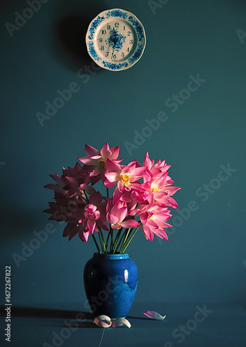 The Moment of Blooming Pink Lotus Vase