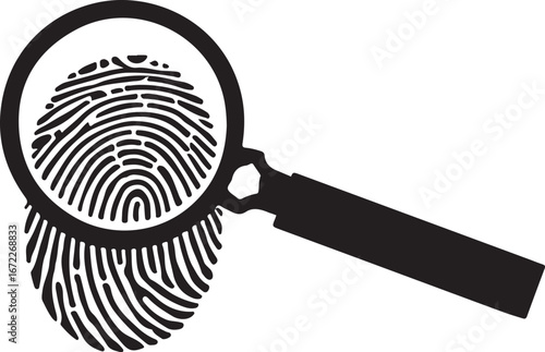 Fingerprint with Magnifying Glass Silhouette