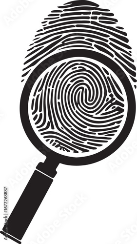 Fingerprint with Magnifying Glass Silhouette