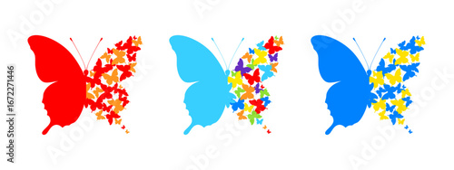 Bright colorful butterfly logos. Set of isolated vector illustrations