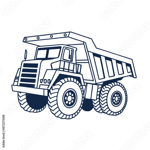 Heavy Duty Dump Truck Illustration Engineering Design Icon