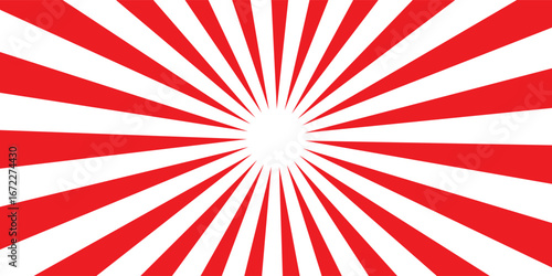 large red and white japanese rising sun