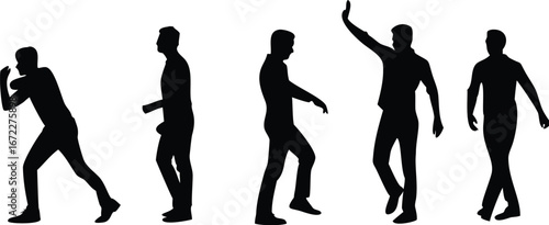 male silhouette set standing with hands in pocket