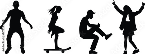 urban youth silhouettes male with hoodie female