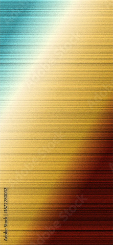 Abstract horizontal lines with a gradient of warm golden yellow to deep red and a bright turquoise blue at the top left corner