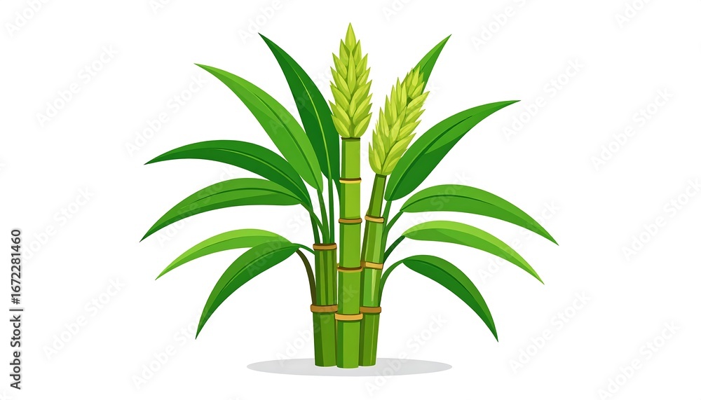 Obraz premium Green sugarcane plant illustration