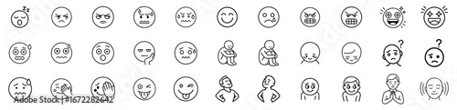 Emotions & Mood Reaction Line Icons Minimal Vector Icon Set Outline Emoji Faces for UI, App, Website & Social Media vector illustration