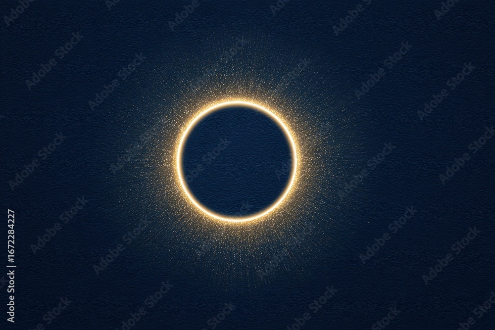 Obraz premium Stunning Solar Eclipse - Cosmic Dark Circle Surrounded by Golden Corona.