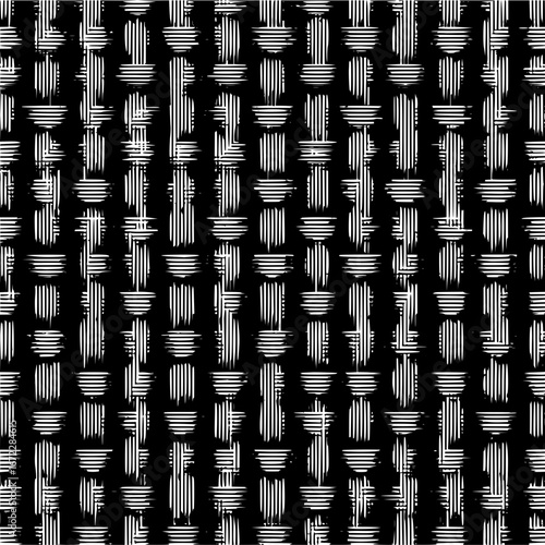 Black and white woven textile pattern design seamless vector background abstract repeat fabric illustration