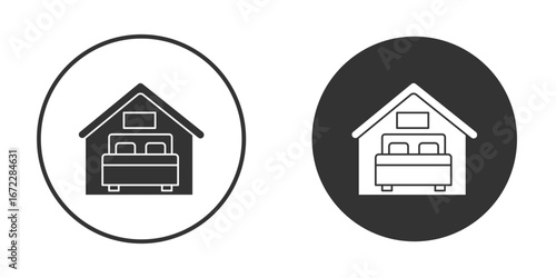 Accomodation icon pictogram. Vector outline illustration isolated on white background.