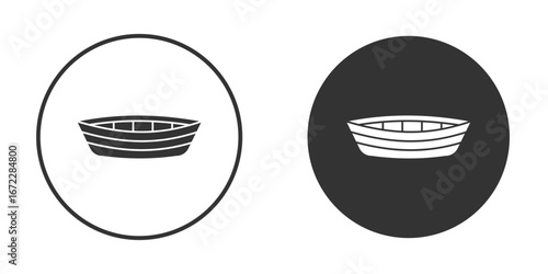 Wooden boat icon pictogram. Vector outline illustration isolated on white background.
