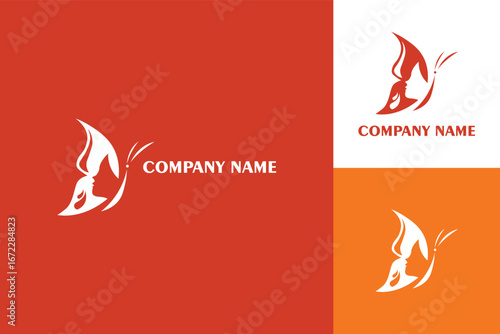 Elegant Butterfly Logo with Womans Profile for Beauty and Wellness Brands.