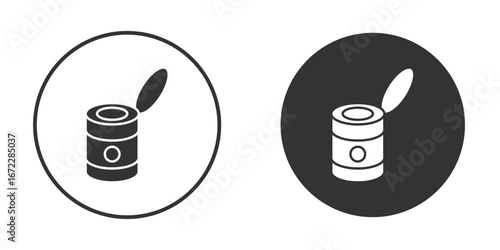 Tin can icon pictogram. Vector outline illustration isolated on white background.