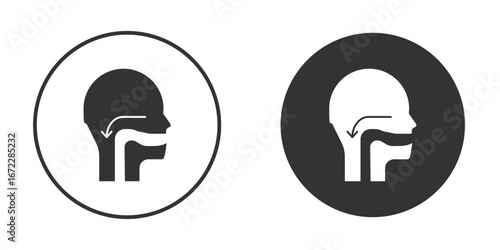 Swallowing reflex icon pictogram. Vector outline illustration isolated on white background.