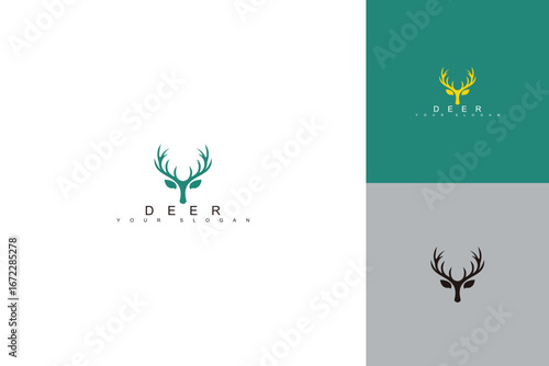 Elegant Deer Logo Design with LeafShaped Antlers for Nature Brands.