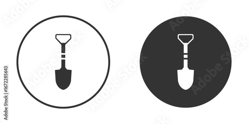 Shovel icon pictogram. Vector outline illustration isolated on white background.
