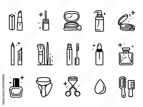 Vector art of collection of makeup items