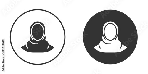 Muslim women icon pictogram. Vector outline illustration isolated on white background.