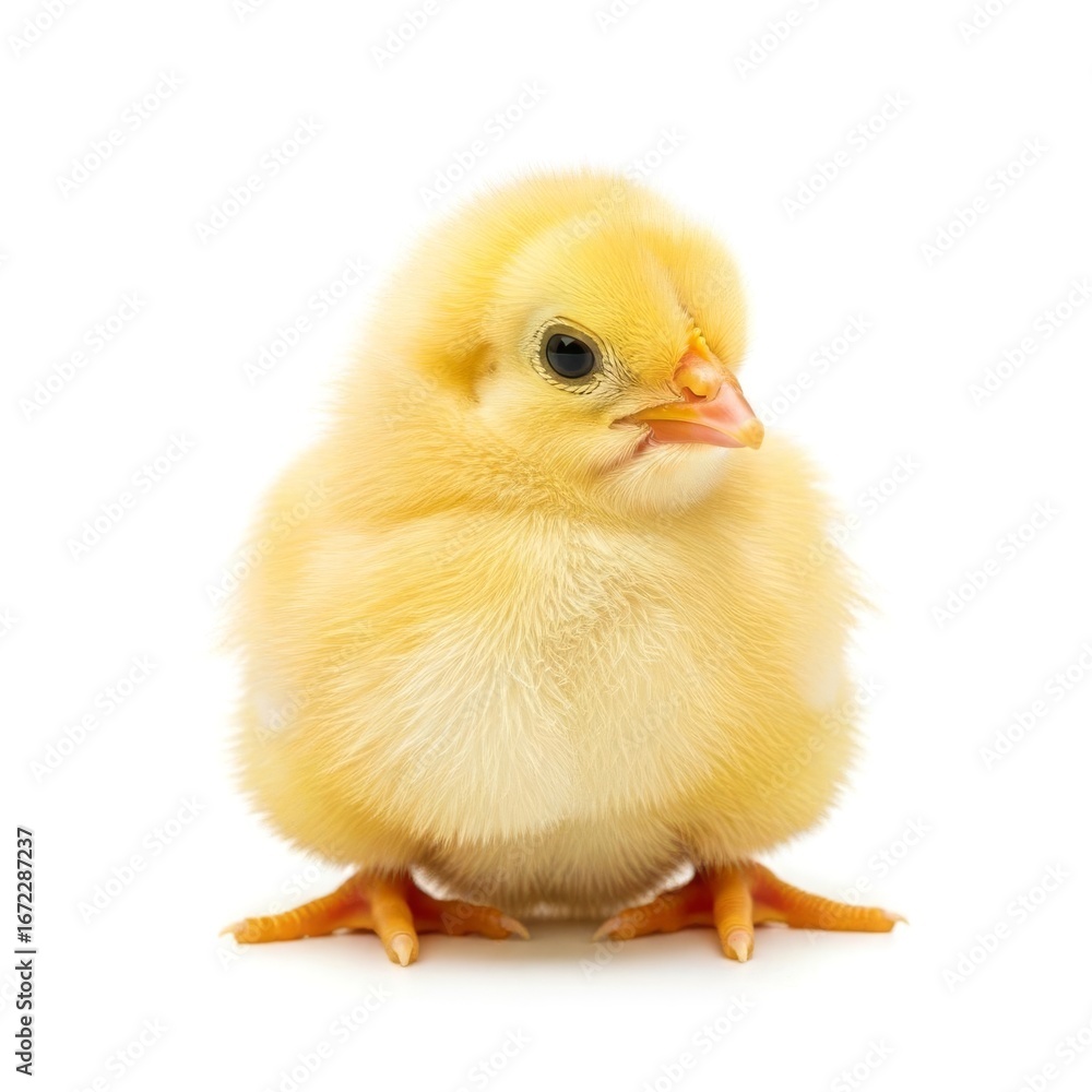 Obraz premium Cute Baby Chicken Isolated on White Background