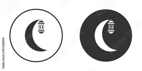 Islamic lantern icon pictogram. Vector outline illustration isolated on white background.