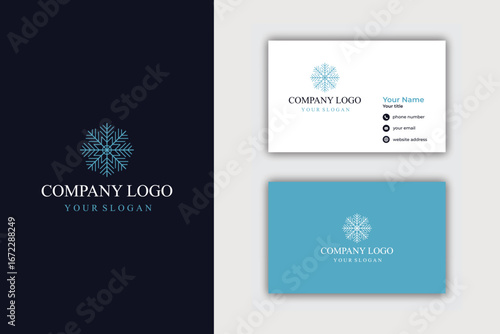 Elegant Geometric Logo and Business Card Design for Corporate Branding.
