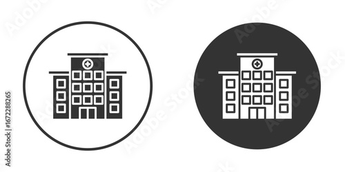 Hospital building icon pictogram. Vector outline illustration isolated on white background.