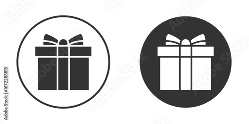 Gift box with ribbon icon pictogram. Vector outline illustration isolated on white background.