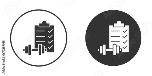 Fitness plan icon pictogram. Vector outline illustration isolated on white background.