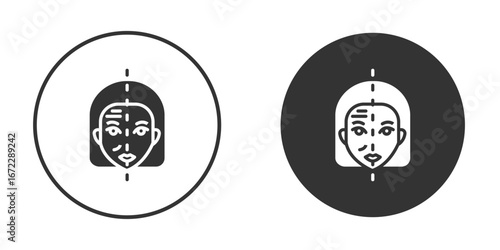Facelifting procedure icon pictogram. Vector outline illustration isolated on white background.