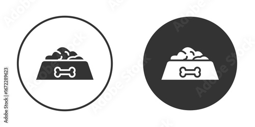Dog feeding icon pictogram. Vector outline illustration isolated on white background.