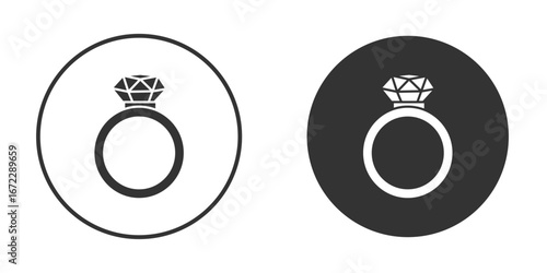 Diamond ring icon pictogram. Vector outline illustration isolated on white background.