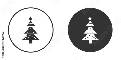 Christmas tree icon pictogram. Vector outline illustration isolated on white background.