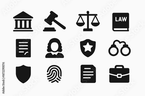 law and justice icons set