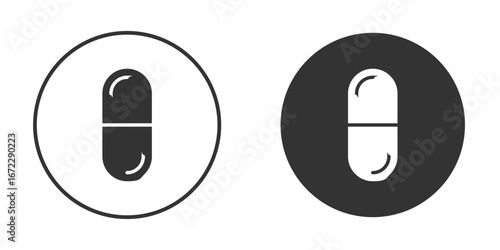 Capsule icon pictogram. Vector outline illustration isolated on white background.