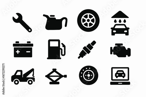 car service icons set