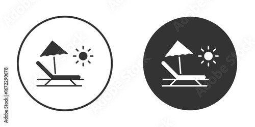 Beach chair icon pictogram. Vector outline illustration isolated on white background.